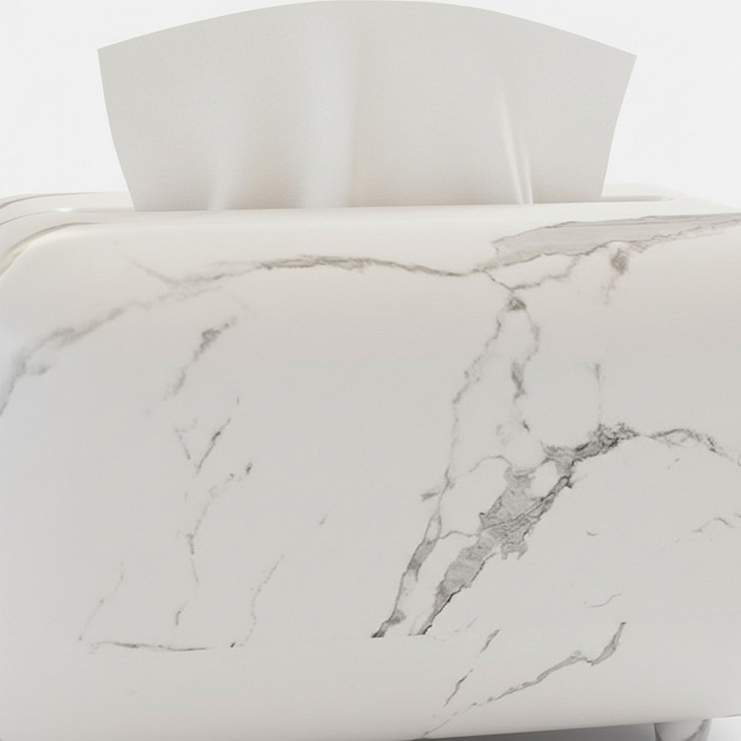 Modern Marble-Style Tissue Box Cover with Smooth Rounded Edges