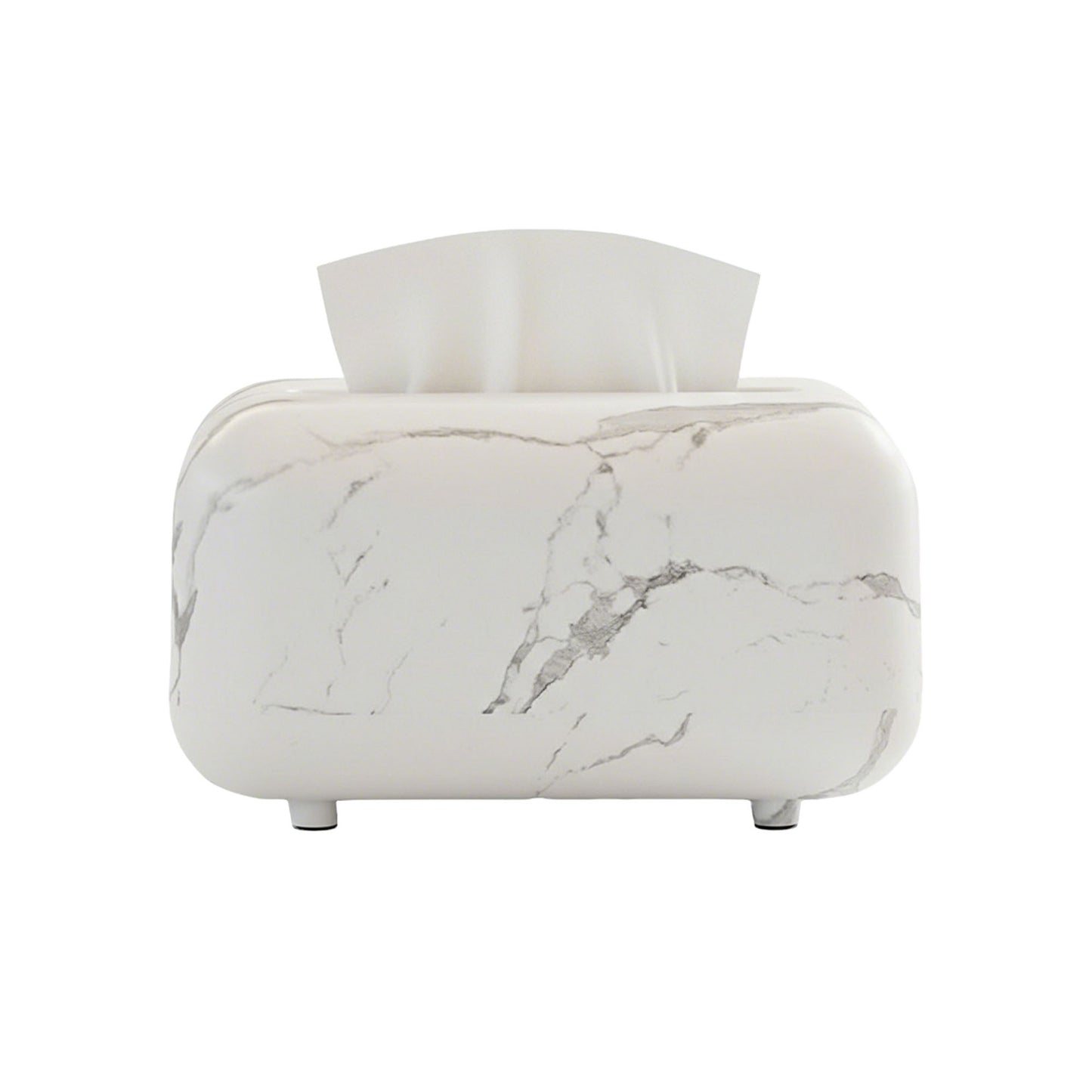 Modern Marble-Style Tissue Box Cover with Smooth Rounded Edges