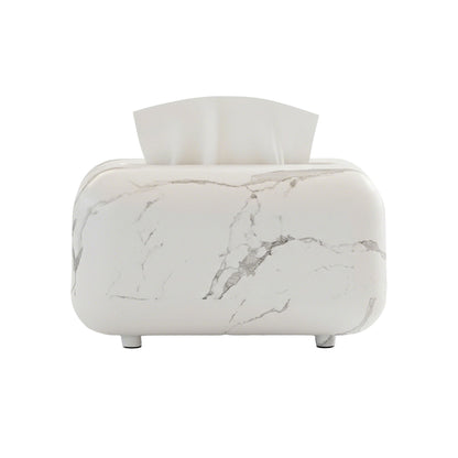 Modern Marble-Style Tissue Box Cover with Smooth Rounded Edges
