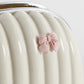 Ribbed Decorative Tissue Holder with Handle and Bow Accent