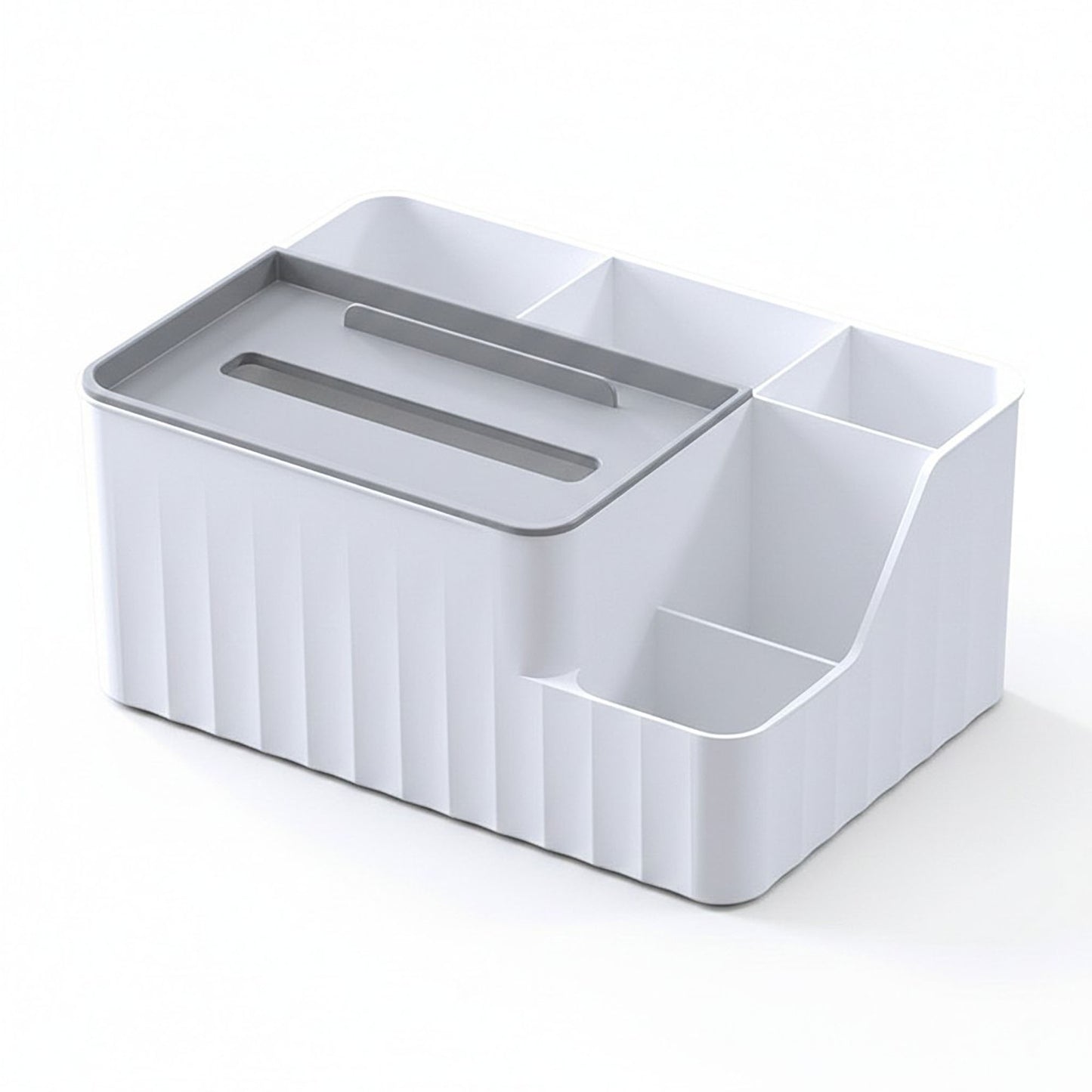 Multi Compartment Tissue Holder and Desktop Storage Organizer