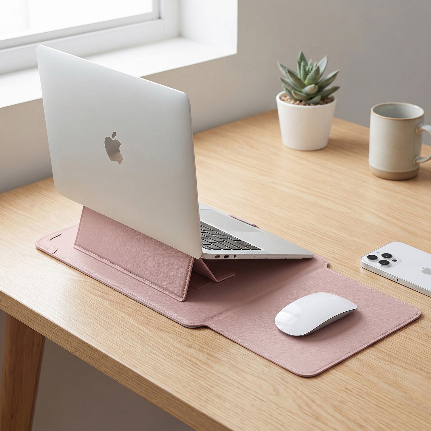 Laptop Sleeve Desk Mat Foldable Stand Case Protective Non Slip Surface Cover for Workspace