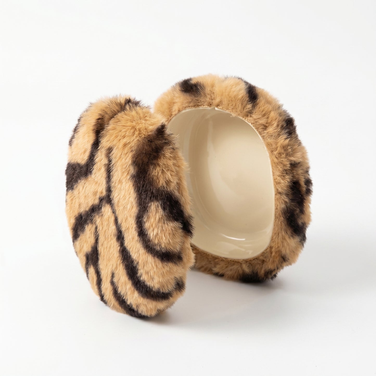 Tiger Print Plush Headphone Case for AirPods Max, Cute Furry Protective Cover with Soft Lining