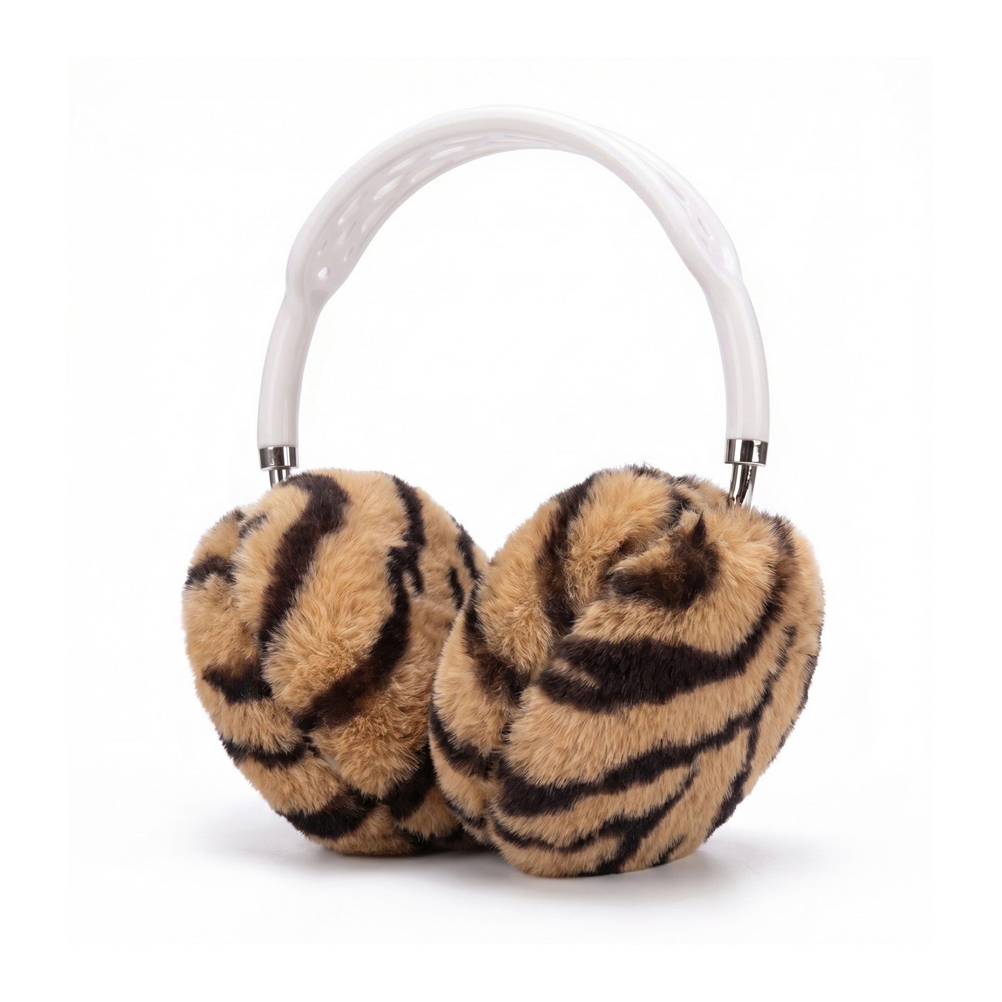 Tiger Print Plush Headphone Case for AirPods Max, Cute Furry Protective Cover with Soft Lining