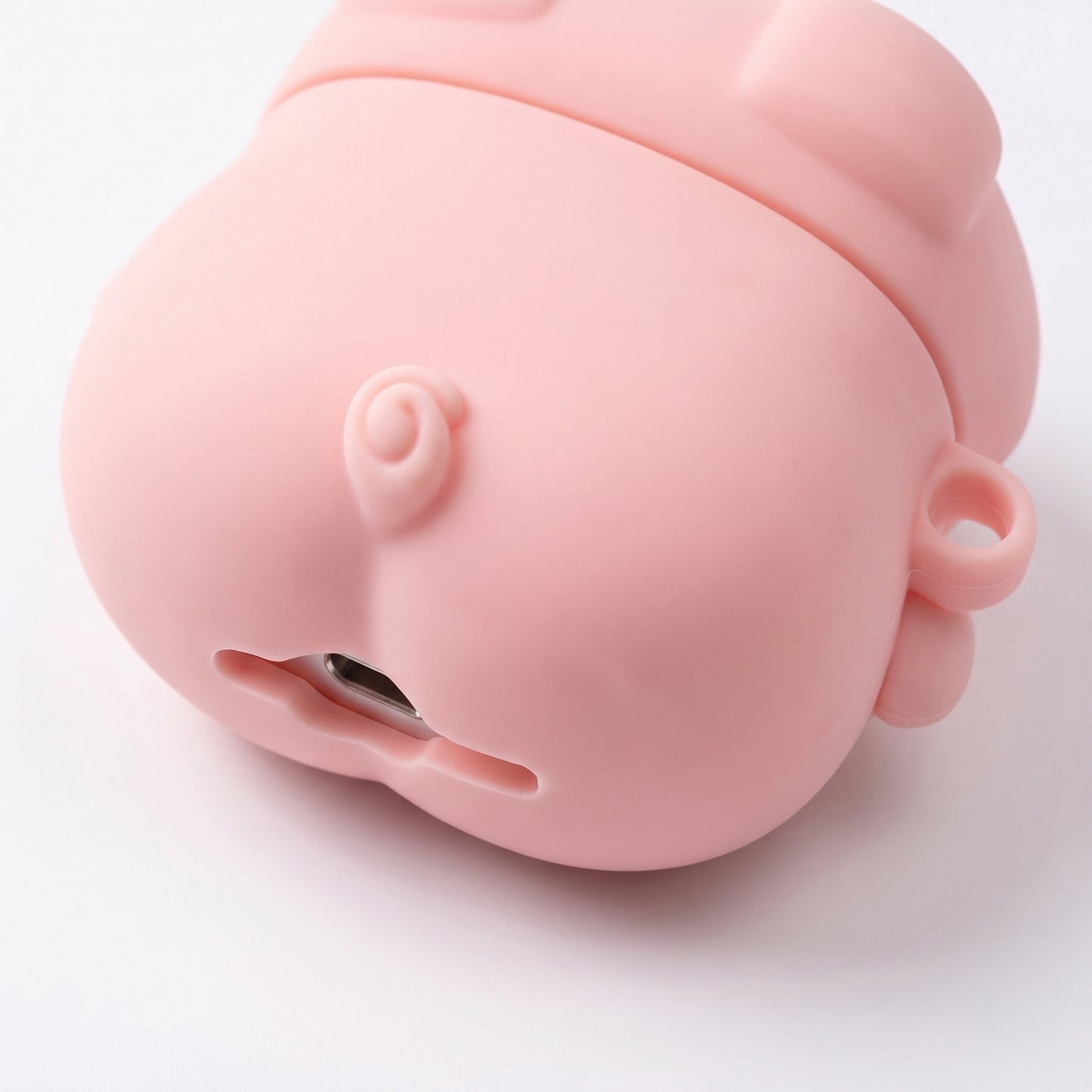 Cute Pink Pig Silicone AirPods 4 Case, 3D Cartoon Protective Cover with Carabiner