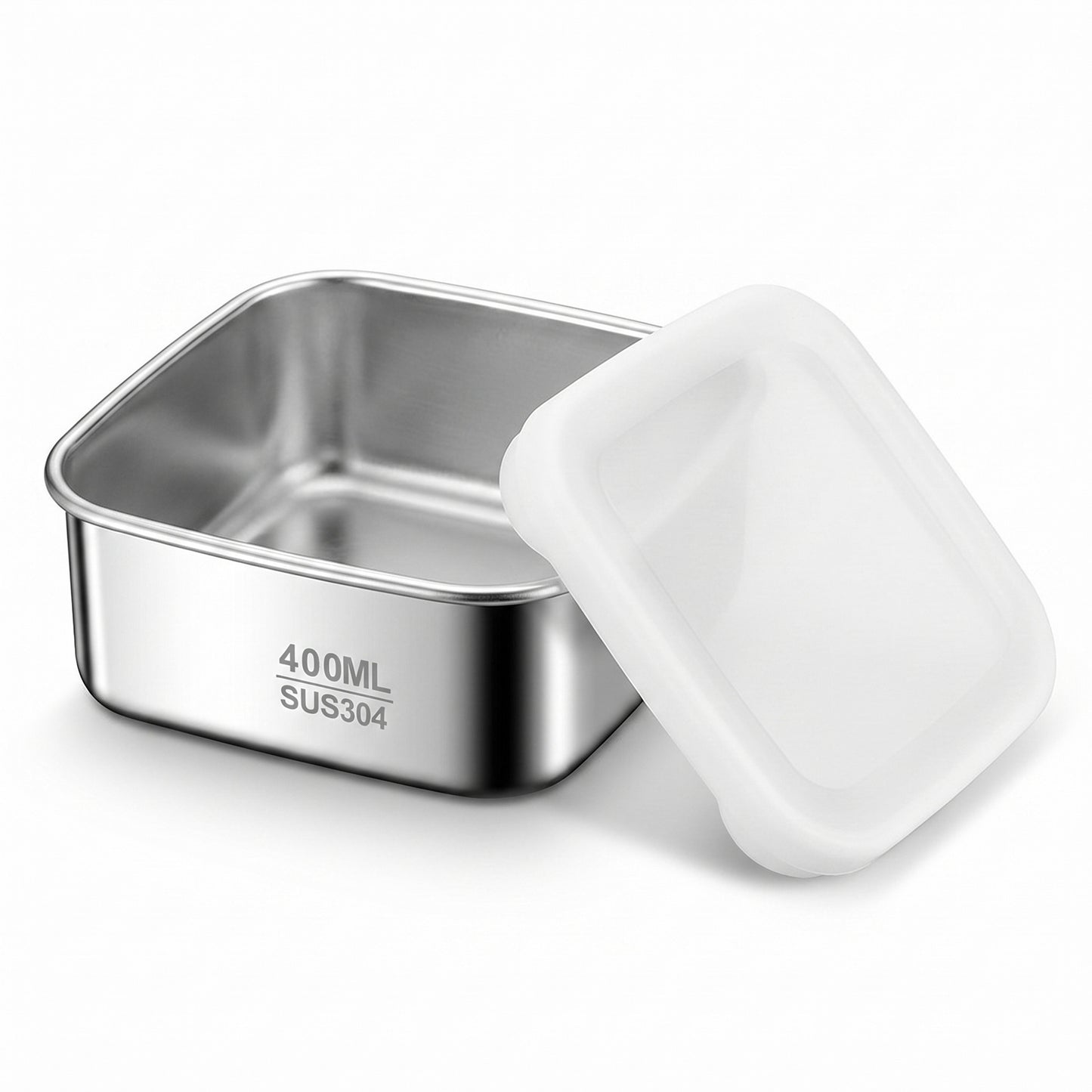2 Pack Stainless Steel Food Storage Container 400ml Airtight Lid Compact Meal Prep Box