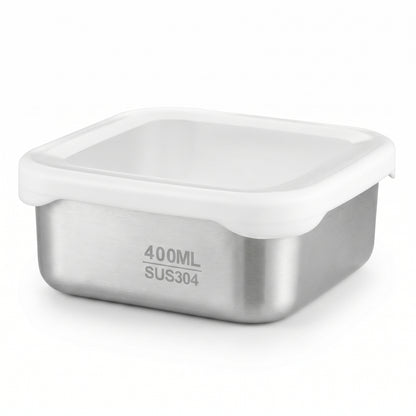 2 Pack Stainless Steel Food Storage Container 400ml Airtight Lid Compact Meal Prep Box