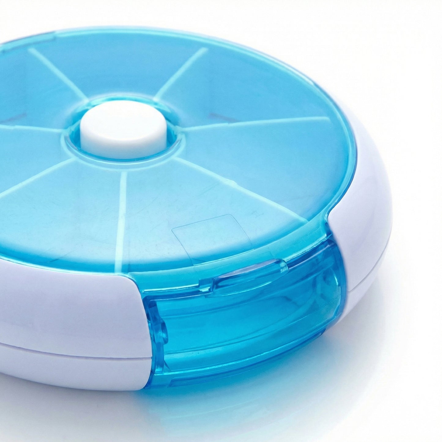 2 Pack Round Pill Organizer Travel Case with 7 Compartments Flip Lid Portable Medication Storage