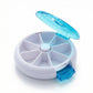 2 Pack Round Pill Organizer Travel Case with 7 Compartments Flip Lid Portable Medication Storage