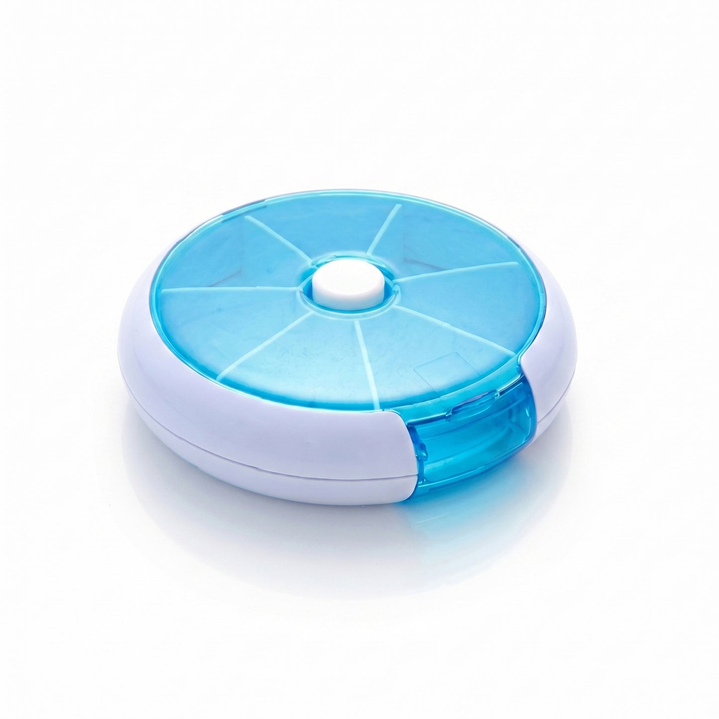2 Pack Round Pill Organizer Travel Case with 7 Compartments Flip Lid Portable Medication Storage