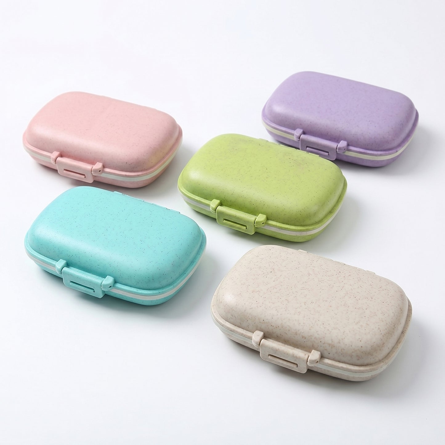 5-Pcs Travel Pill Organizer Case Set with Multi-Compartments Portable Medication Storage Flip Lid