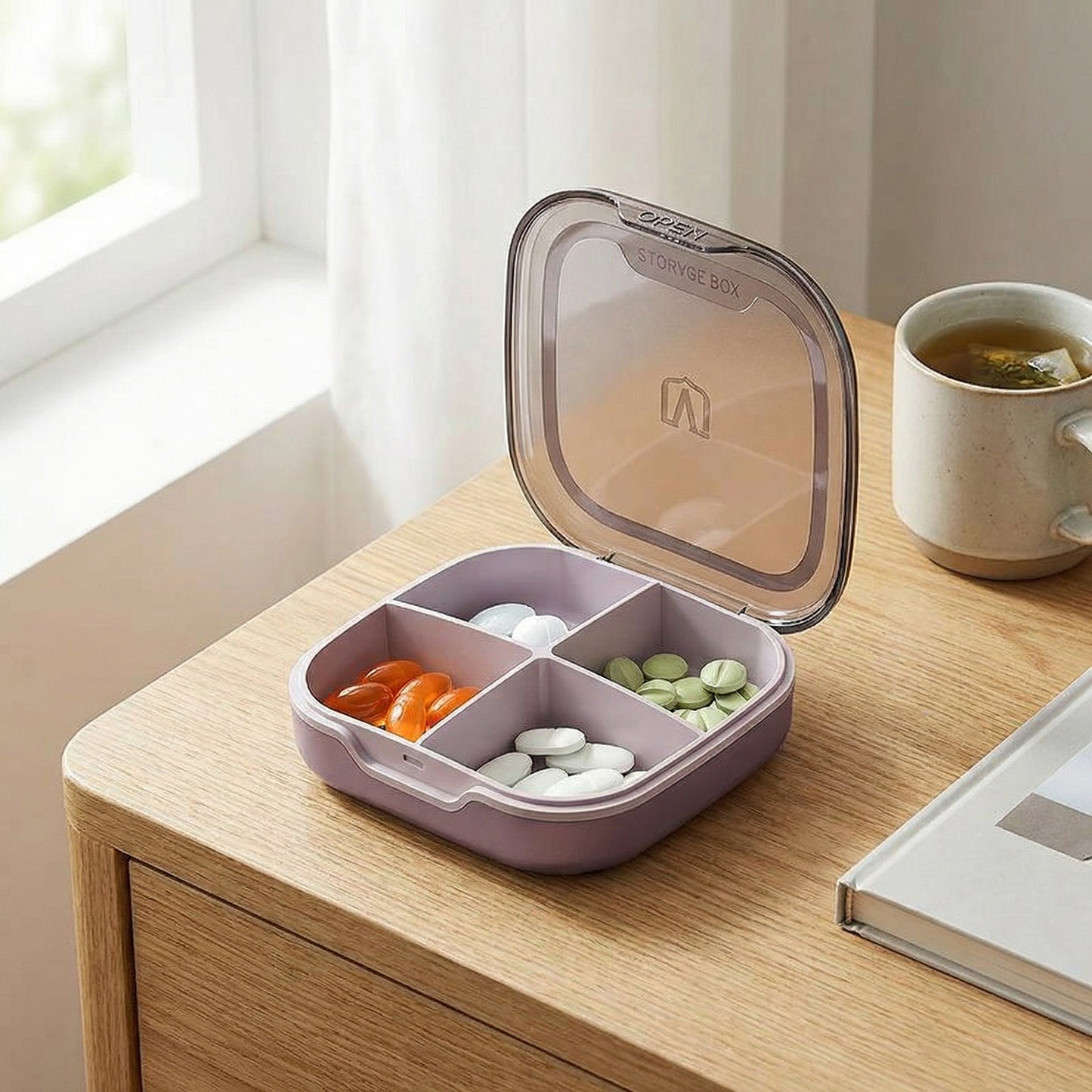 Travel Pill Organizer Case with Multi-Compartments Portable Medication Storage Flip Lid Design
