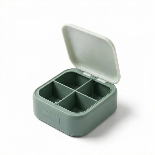 Compact Pill Organizer Case with 4 Compartments Portable Medication Storage Flip Lid