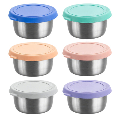 Food Storage Container Set with Stainless Steel Bowls and Silicone Lids Reusable Containers
