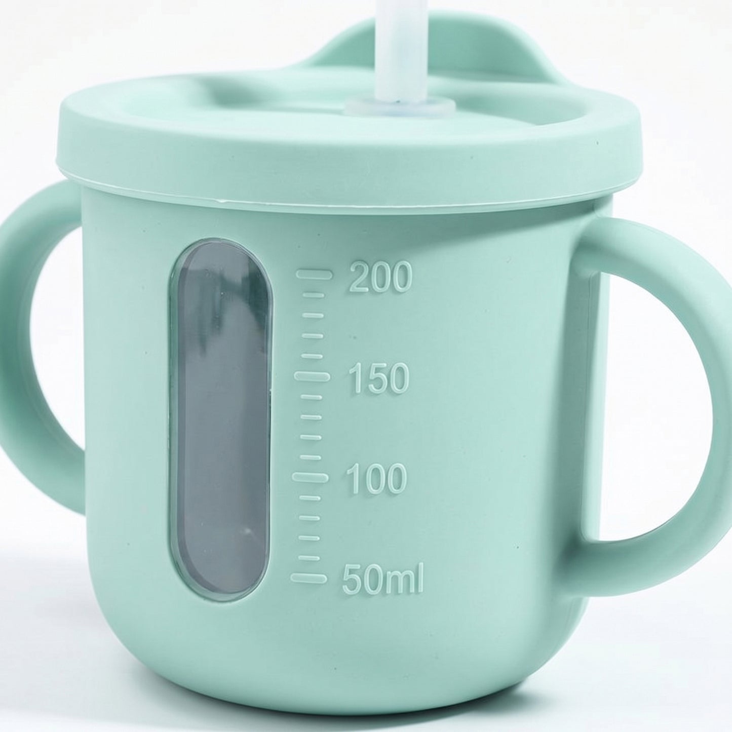 Baby Training Cup with Straw and Handles Soft Silicone Toddler Sippy Cup with Measurement Markings