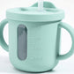 Baby Training Cup with Straw and Handles Soft Silicone Toddler Sippy Cup with Measurement Markings