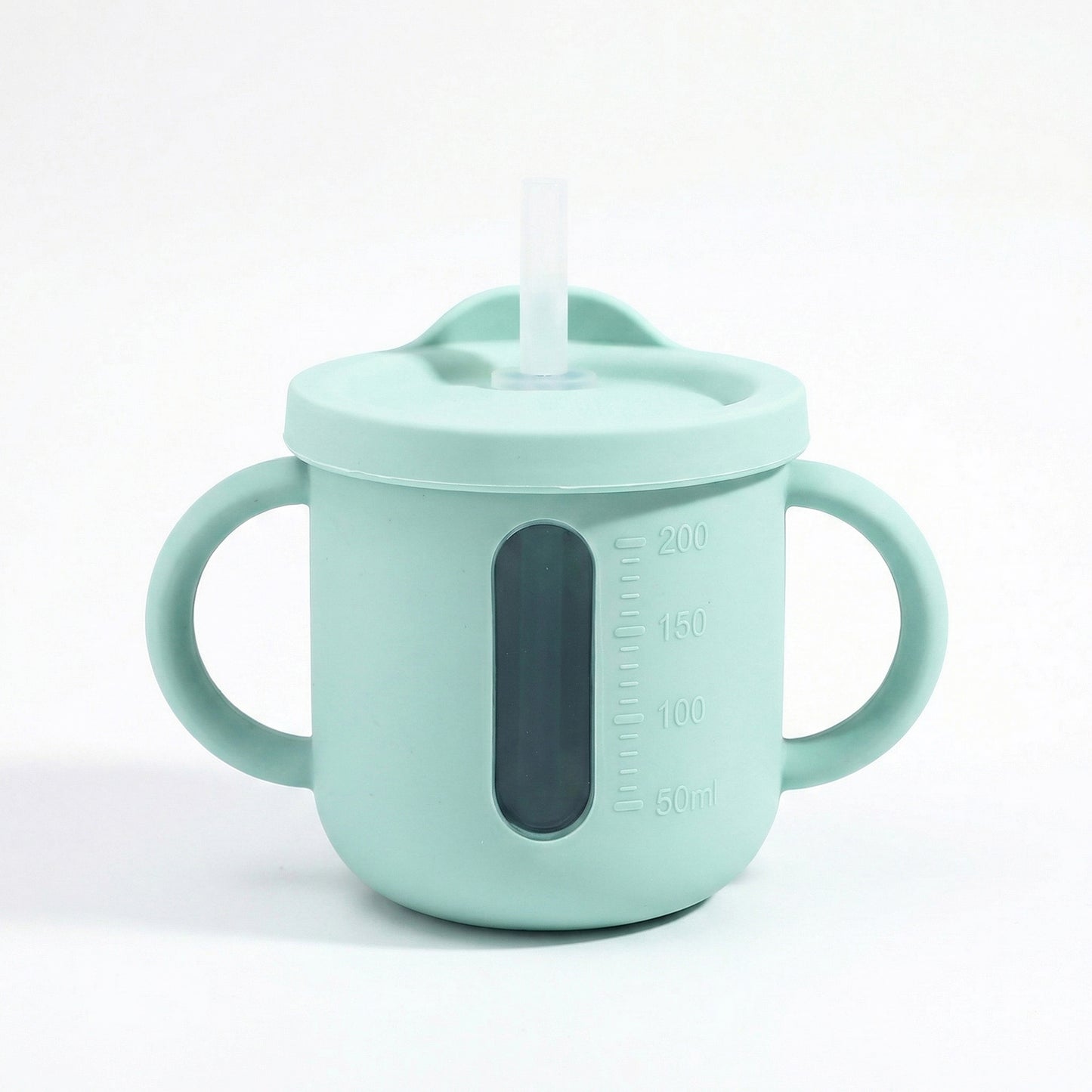 Baby Training Cup with Straw and Handles Soft Silicone Toddler Sippy Cup with Measurement Markings
