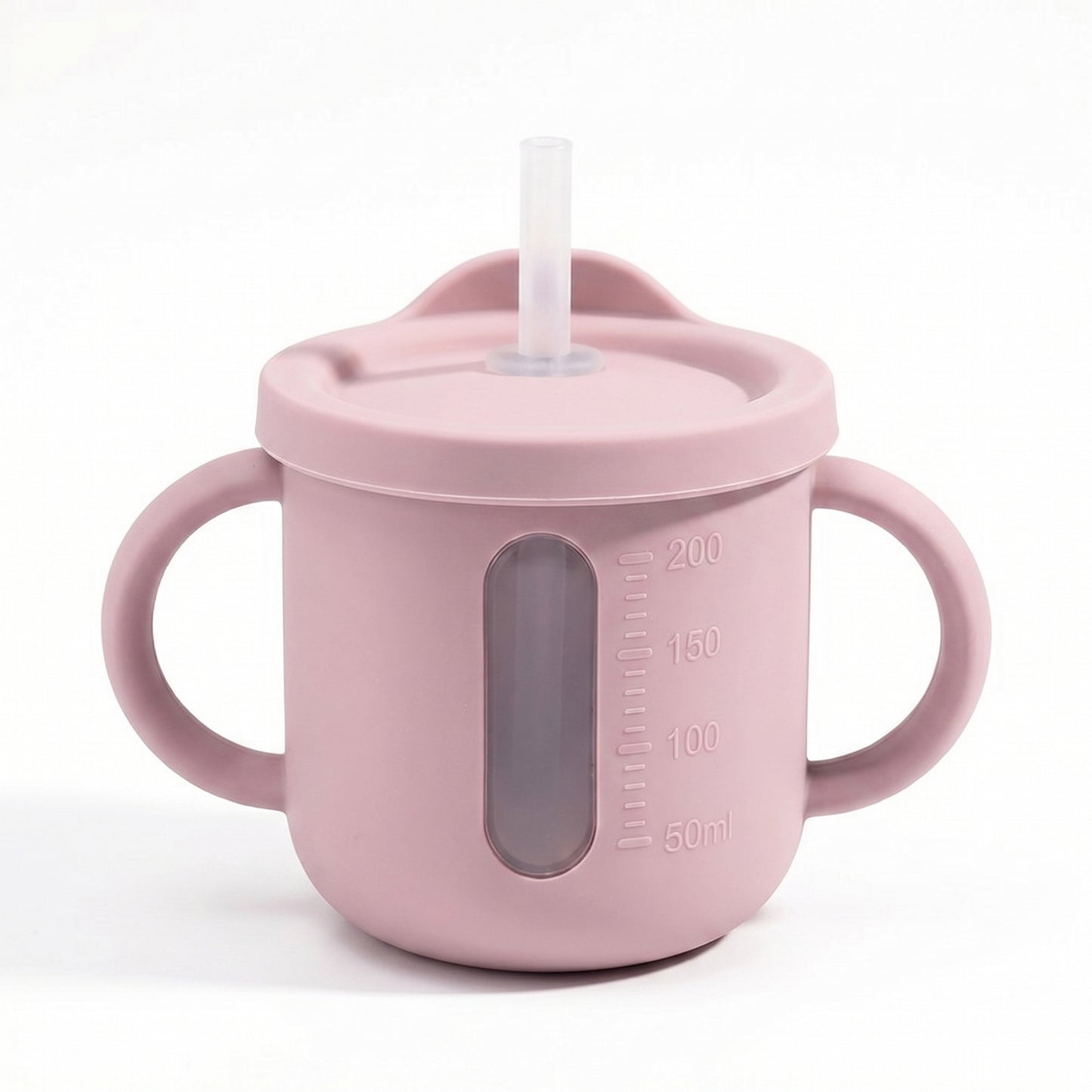 Baby Training Cup with Straw and Handles Soft Silicone Toddler Sippy Cup with Measurement Markings