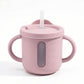 Baby Training Cup with Straw and Handles Soft Silicone Toddler Sippy Cup with Measurement Markings