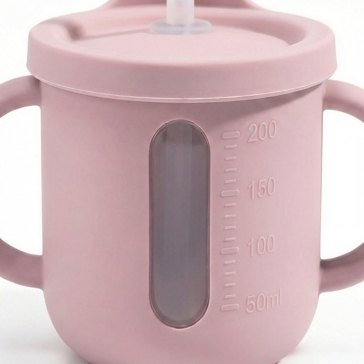Baby Training Cup with Straw and Handles Soft Silicone Toddler Sippy Cup with Measurement Markings
