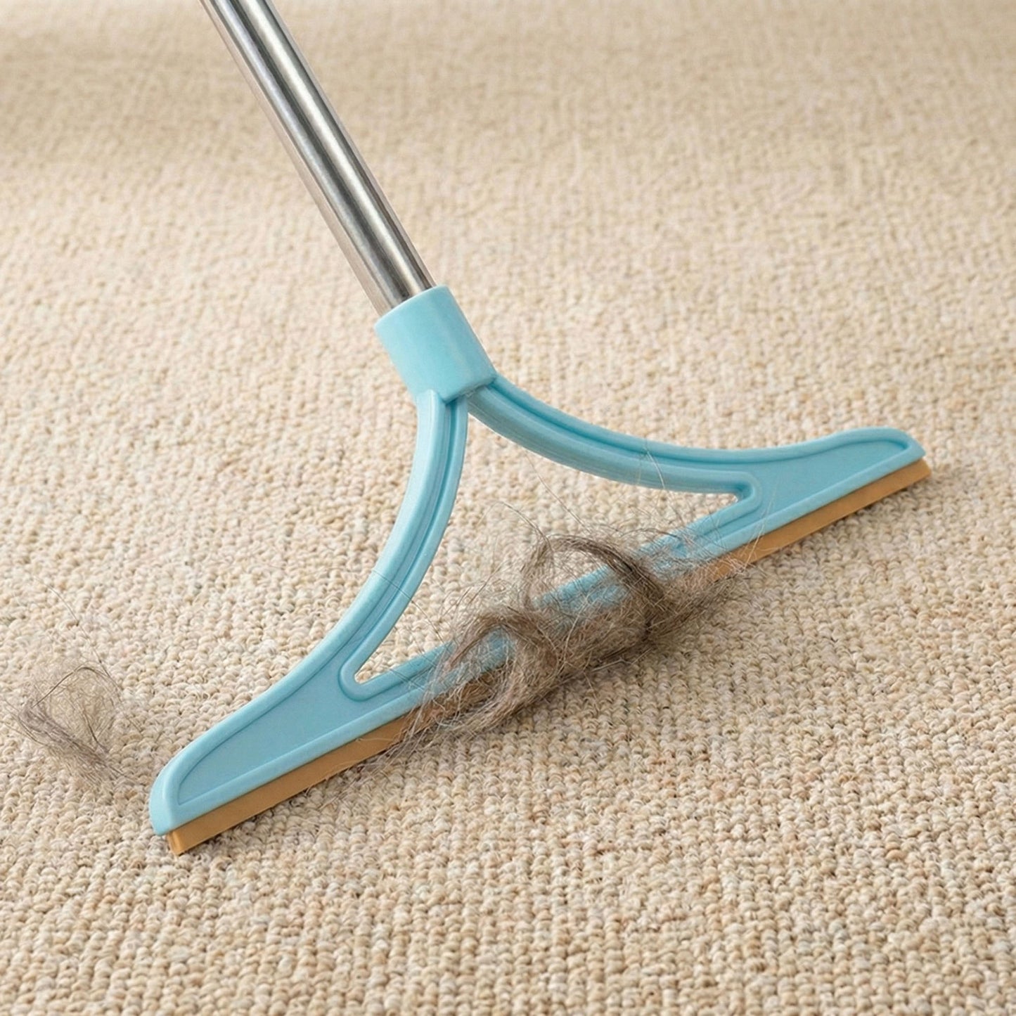 Pet Hair Removal Broom with Adjustable Handle for Carpets and Rugs
