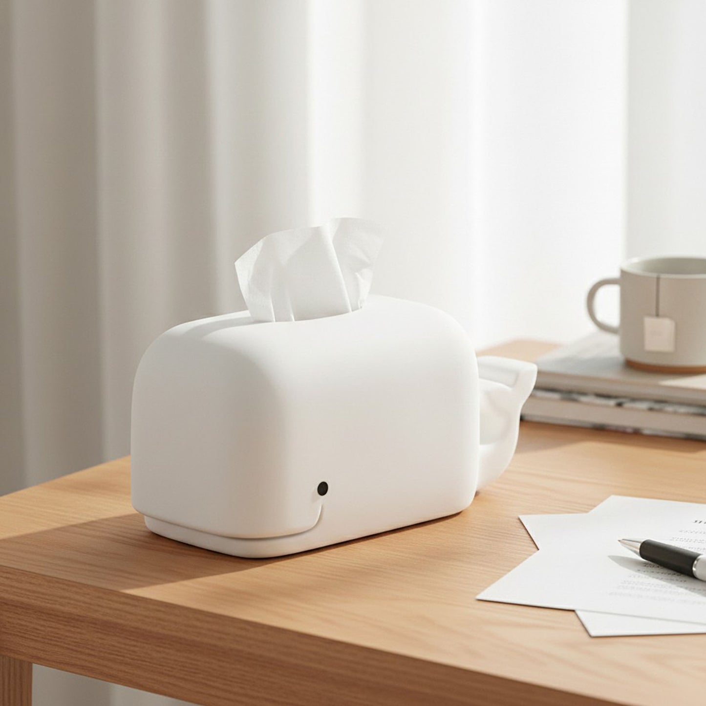 Whale Shape Tissue Box Cover Soft Decorative Tabletop Tissue Holder