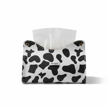 3-piece Cow Print Tissue Box Cover Decorative Soft Holder for Tabletop Use