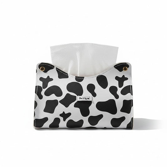 3-piece Cow Print Tissue Box Cover Decorative Soft Holder for Tabletop Use