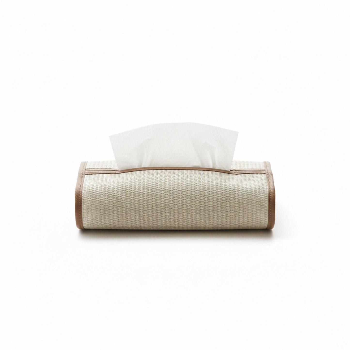 Textured Fabric Tissue Box Cover with Clean Trim Detail