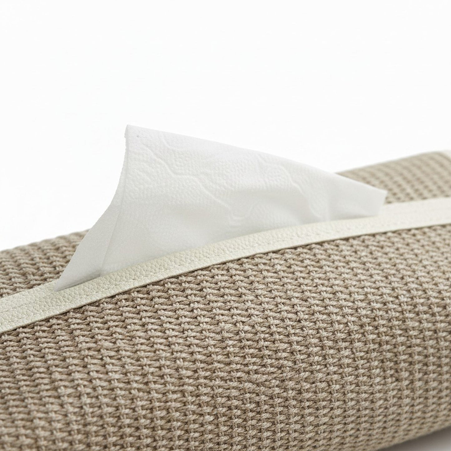 Textured Fabric Tissue Box Cover with Clean Trim Detail