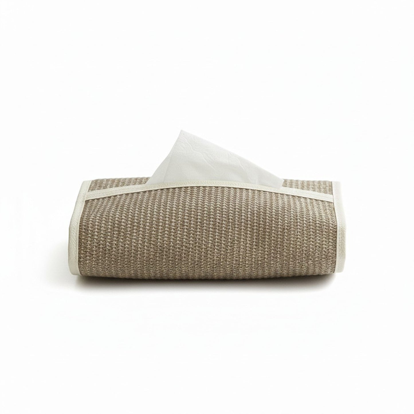 Textured Fabric Tissue Box Cover with Clean Trim Detail