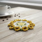 Handcrafted Crochet Sunflower Coaster with Floral Knit Design