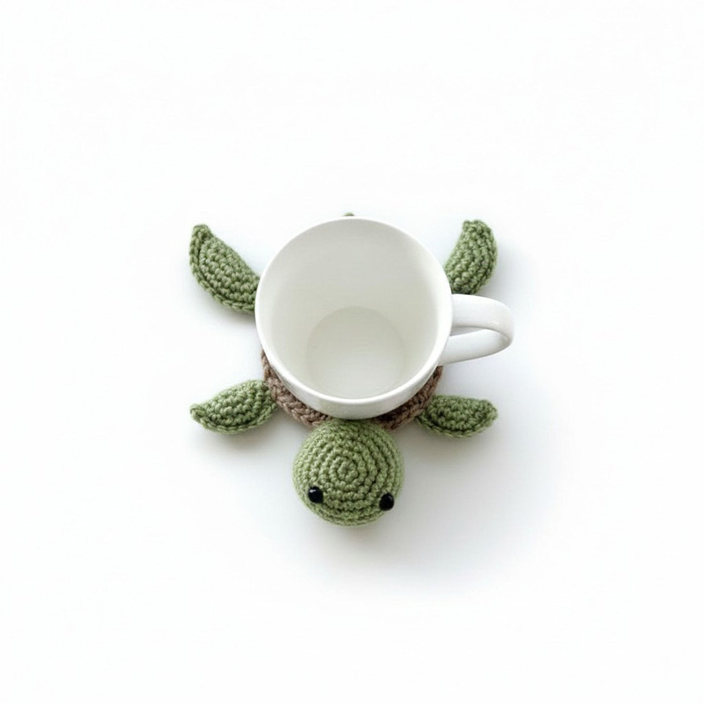 Handcrafted Crochet Turtle Coaster with Knit Animal Design