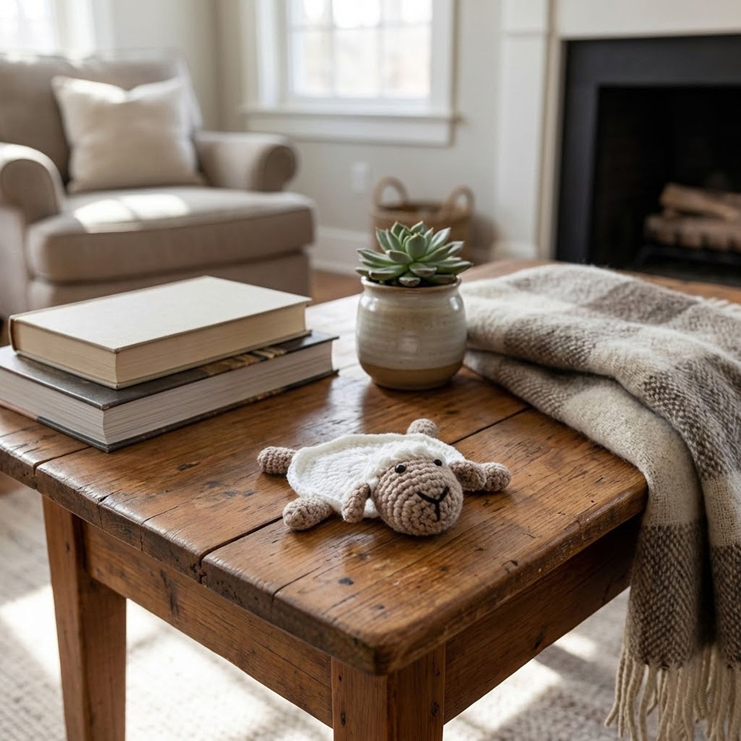 Handcrafted Crochet Turtle Coaster with Knit Animal Design