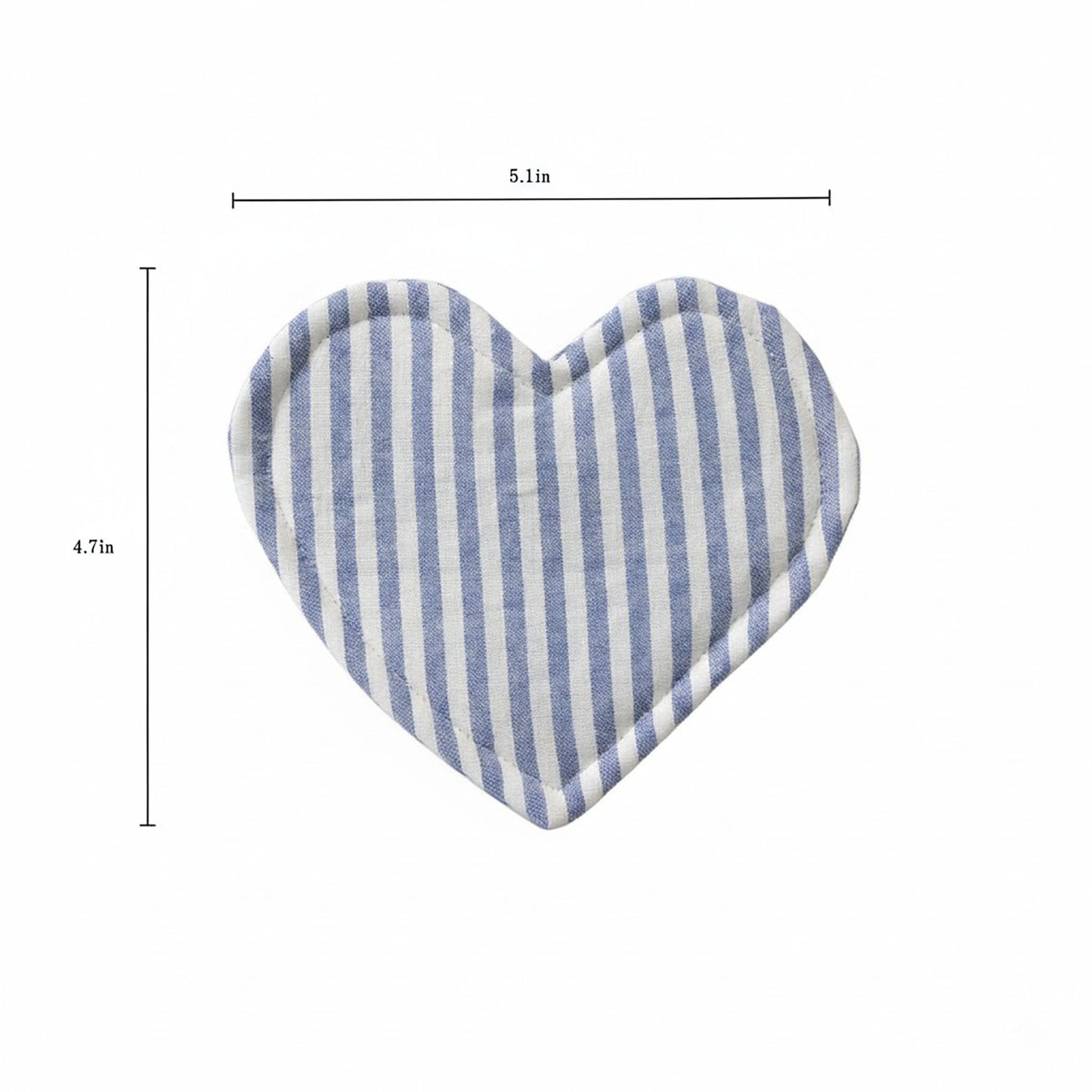 2-PC Heart Shaped Fabric Cup Coaster with Soft Padded Design and Striped Pattern