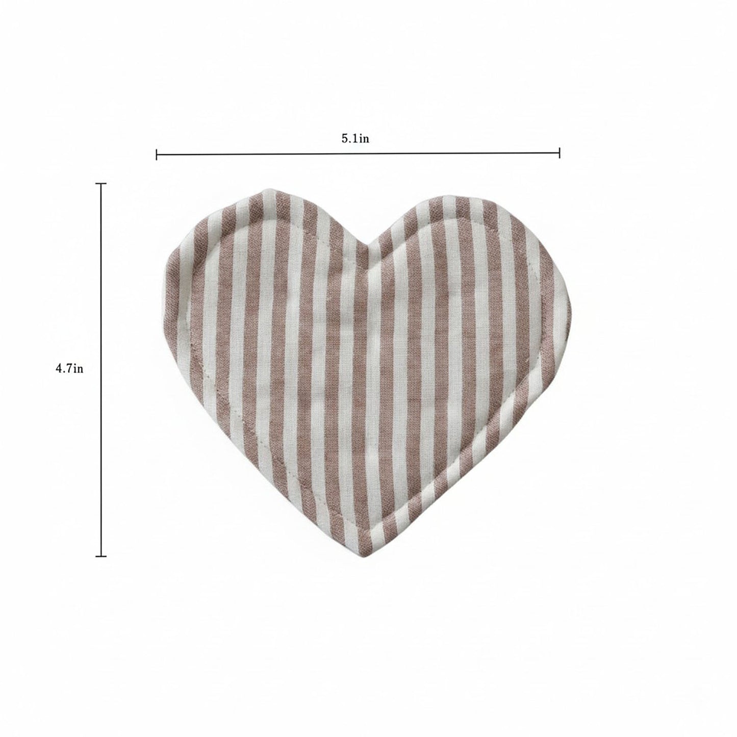 2-PC Heart Shaped Fabric Cup Coaster with Soft Padded Design and Striped Pattern