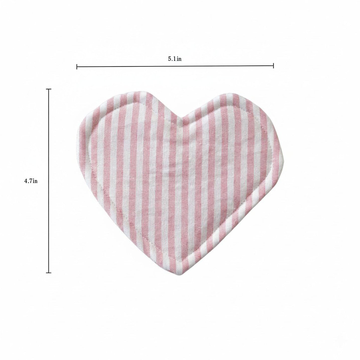 2-PC Heart Shaped Fabric Cup Coaster with Soft Padded Design and Striped Pattern