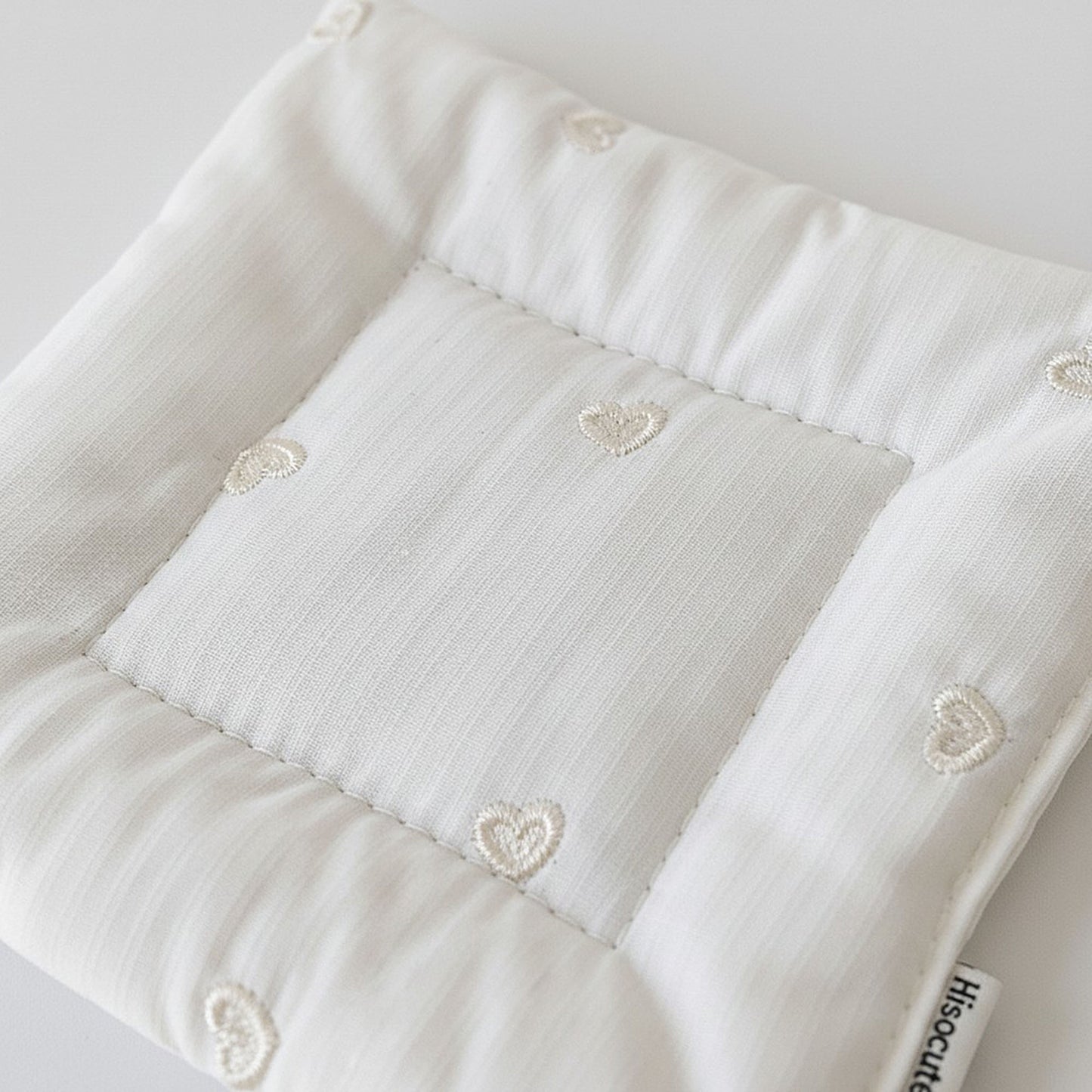 2-PC Square Fabric Cup Coaster with Soft Padded Design and Subtle Heart Embroidery