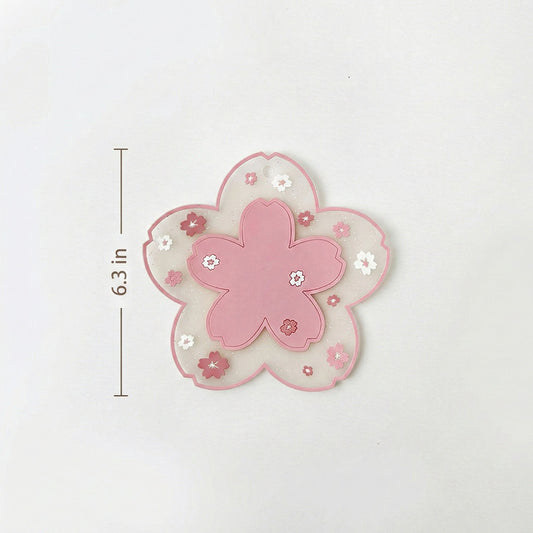 2-PC Cherry Blossom Flower Shaped Decorative Coaster Mat
