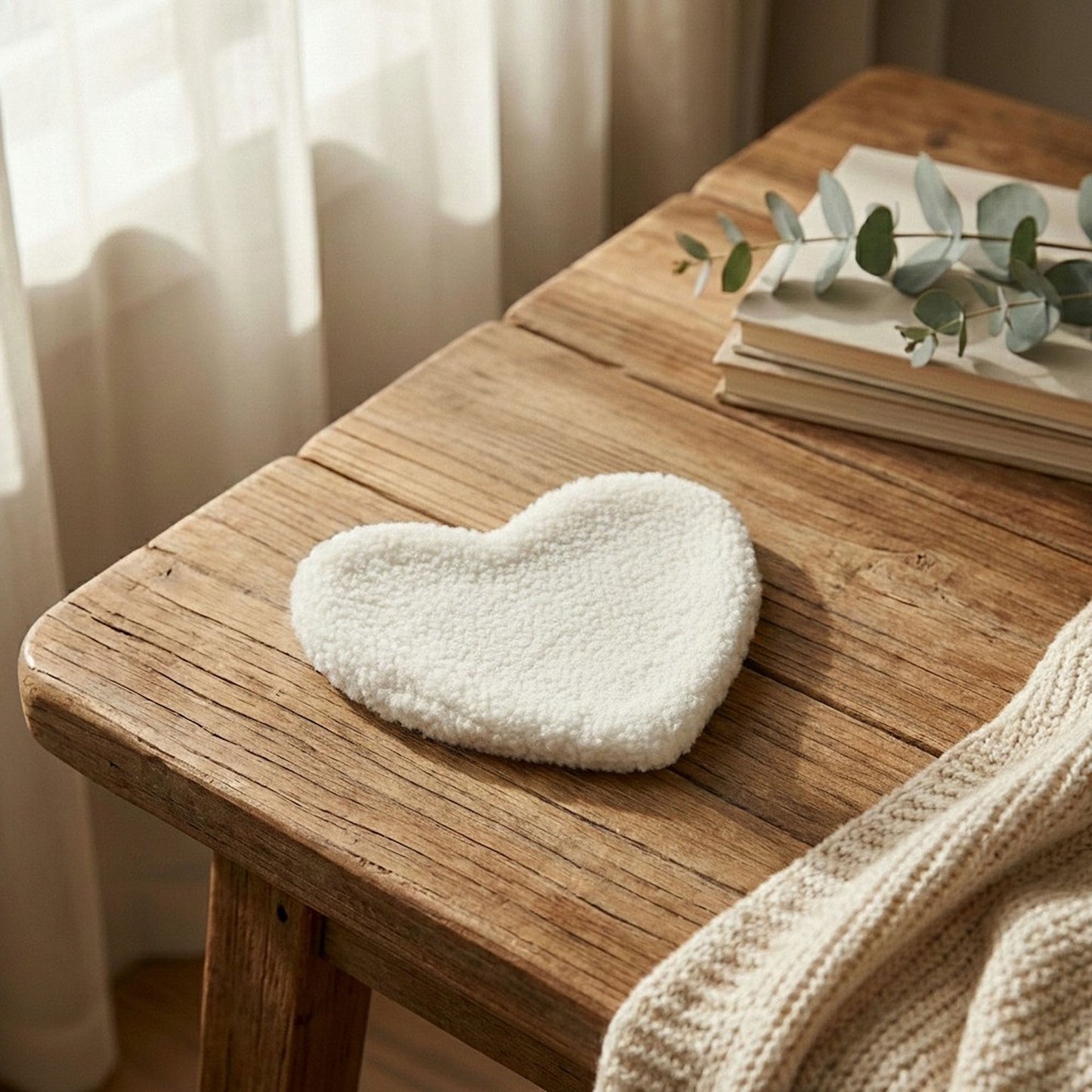 2-PC Heart Shaped Plush Cup Coaster with Soft Textured Fabric and Padded Design