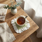 2-PC Lace Trim Square Fabric Cup Coaster with Soft Padded Center and Embroidered Detail