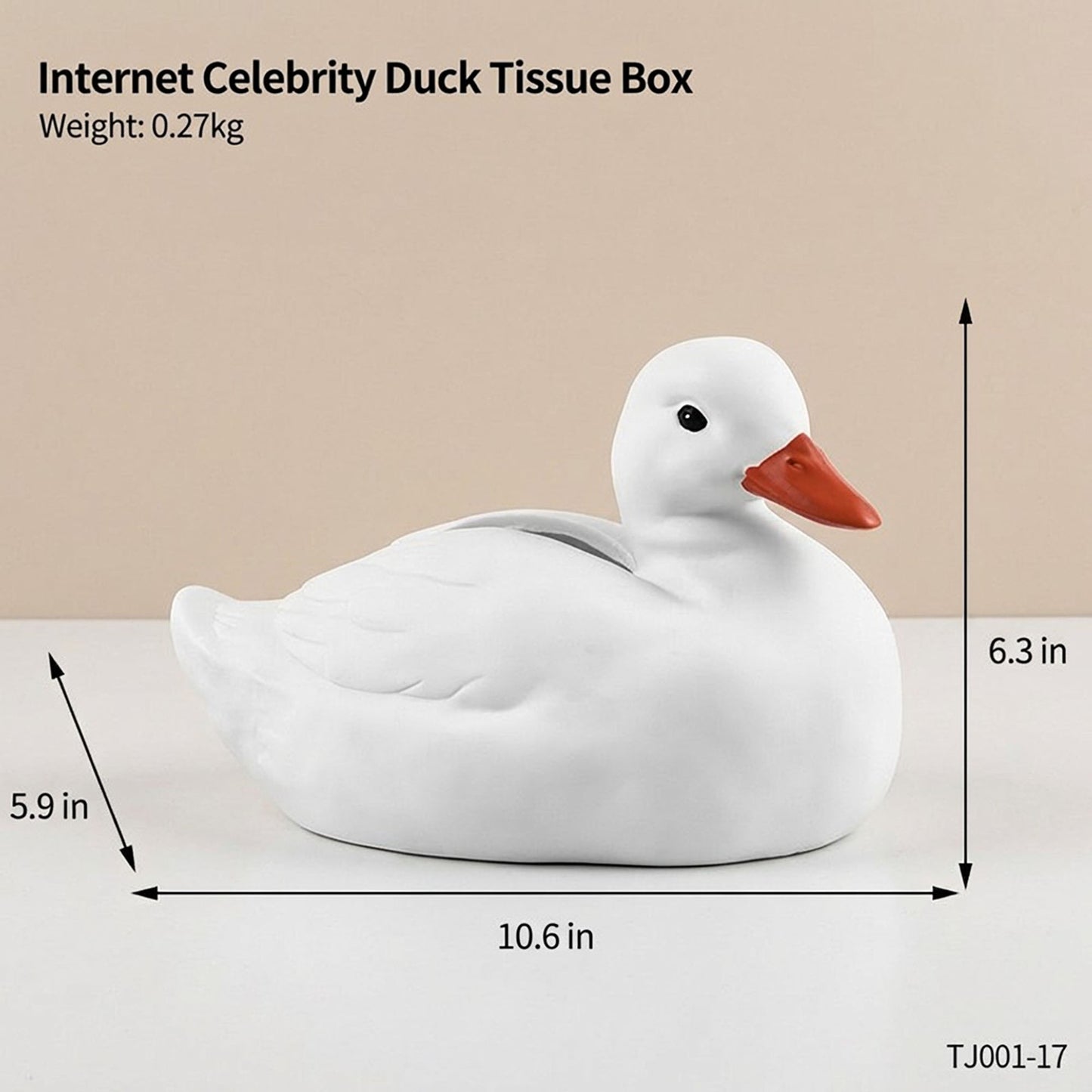 Duck Shaped Decorative Tissue Holder with Smooth Ceramic Finish