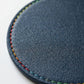 4-PC Round Leather Coaster with Stitched Edge Durable Table Protector