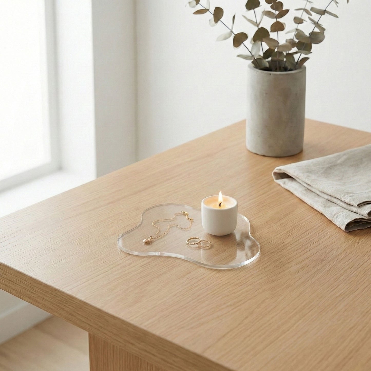 2-PC Clear Wavy Edge Coaster Transparent Drink Table Protector