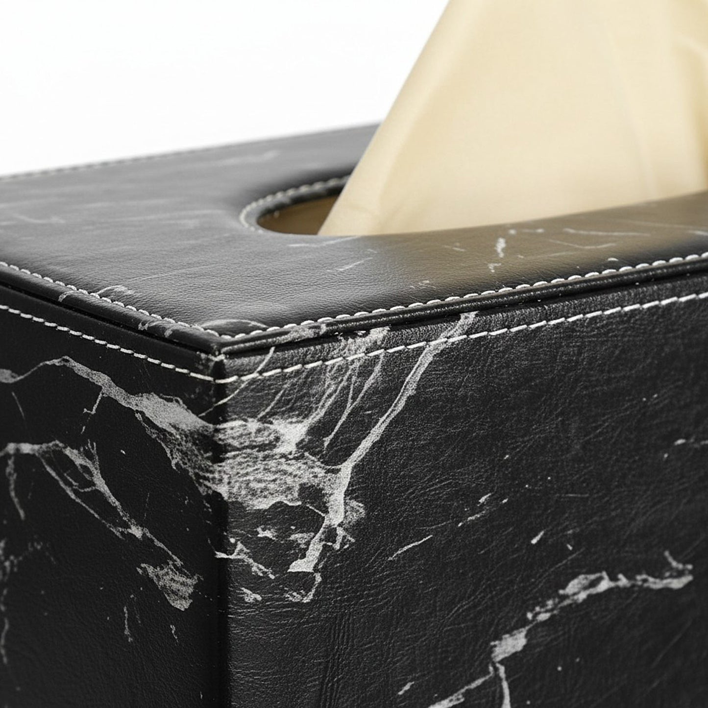 Faux Marble Leatherette Tissue Holder Rectangular Box Cover