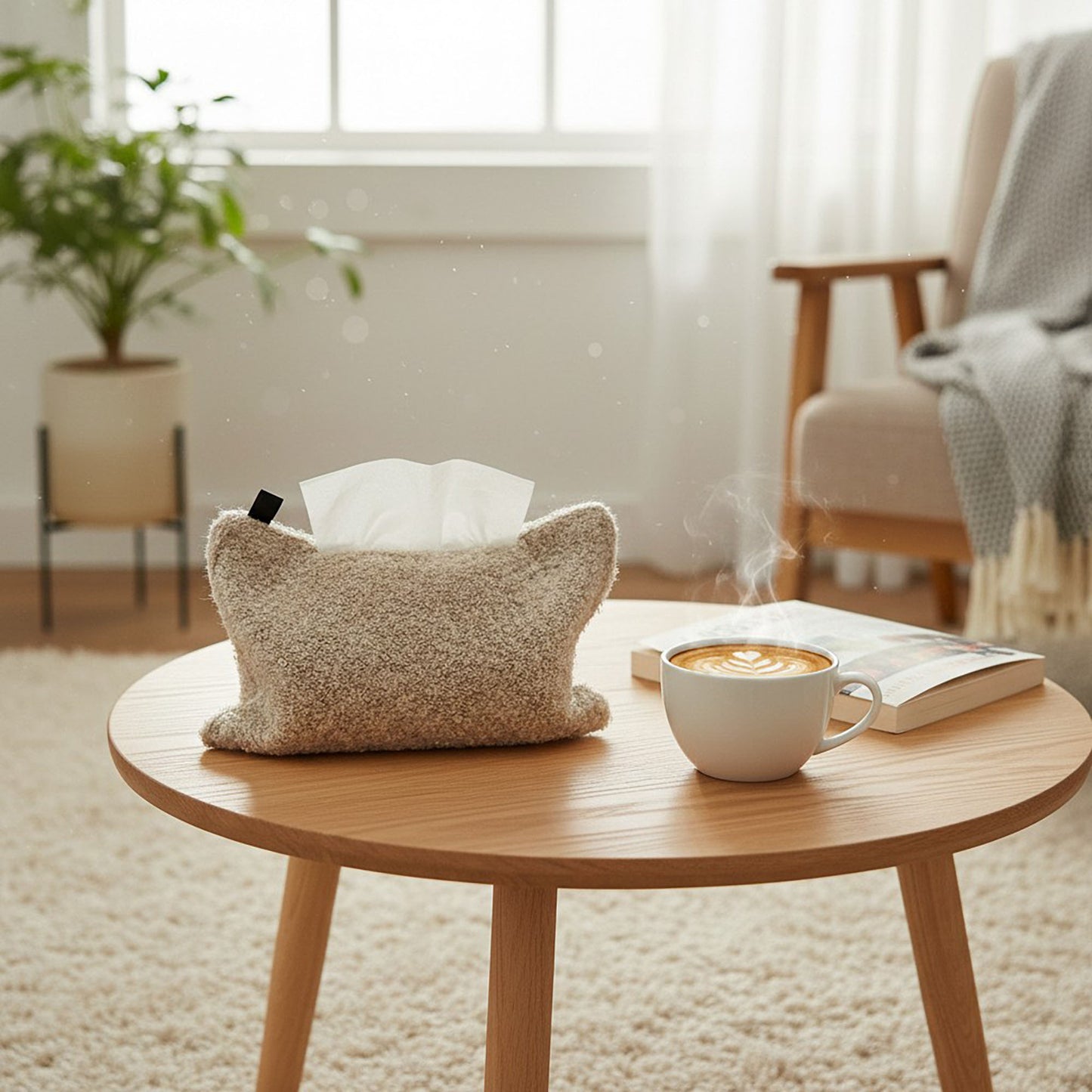 Soft Boucl¨¦ Fabric Tissue Holder Lightweight Decorative Cover