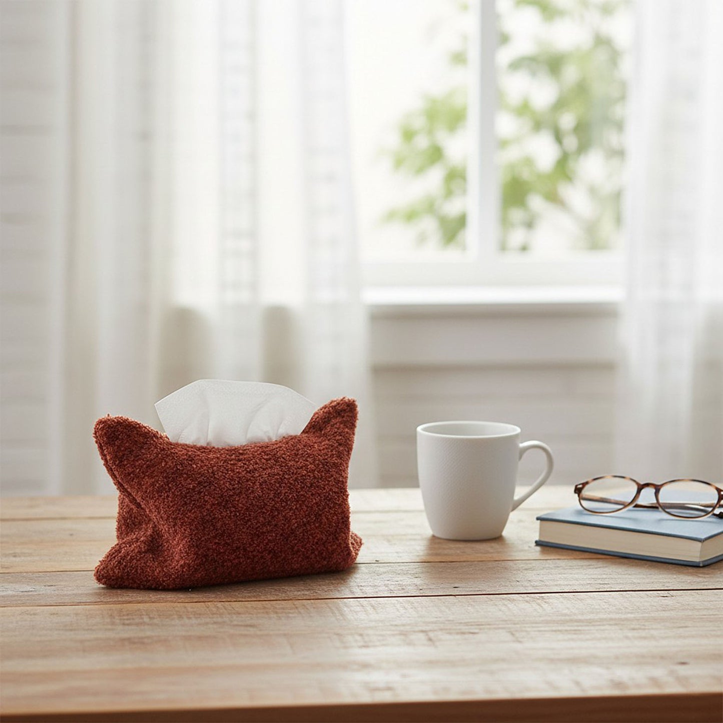 Soft Boucl¨¦ Fabric Tissue Holder Lightweight Decorative Cover