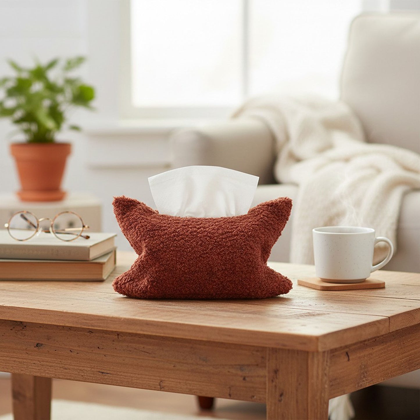 Soft Boucl¨¦ Fabric Tissue Holder Lightweight Decorative Cover