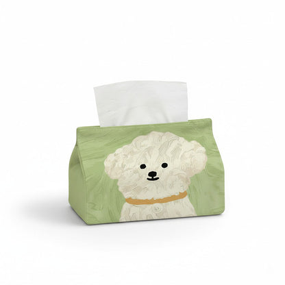 3-piece Illustrated Dog Fabric Tissue Holder Decorative Soft Cover