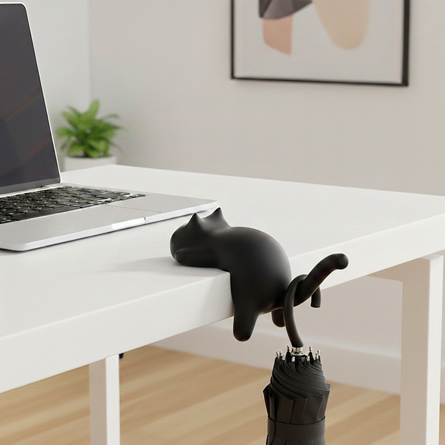 3-Piece Desk Edge Bag Hook with Cat-Shaped Design and Protective Non-Slip Surface